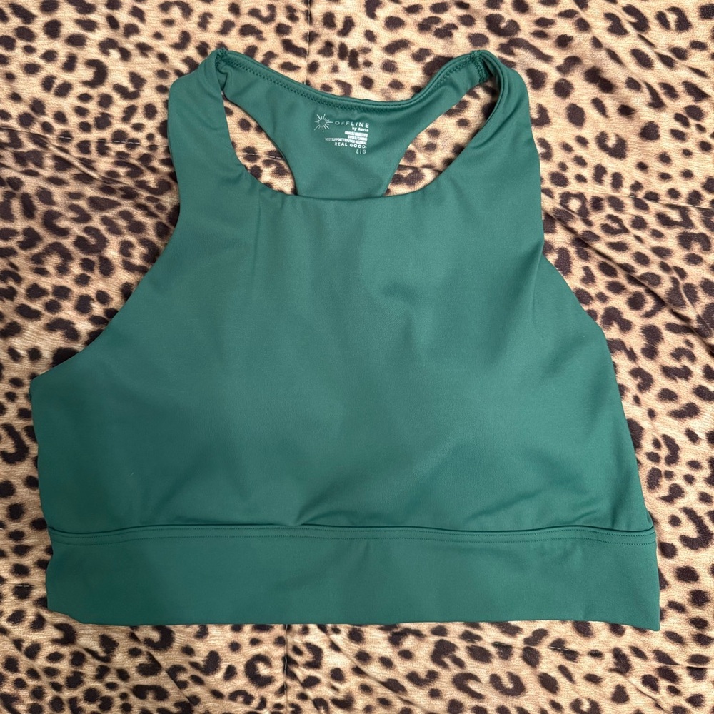 Aerie Green Racerback Sports Bra Size Large